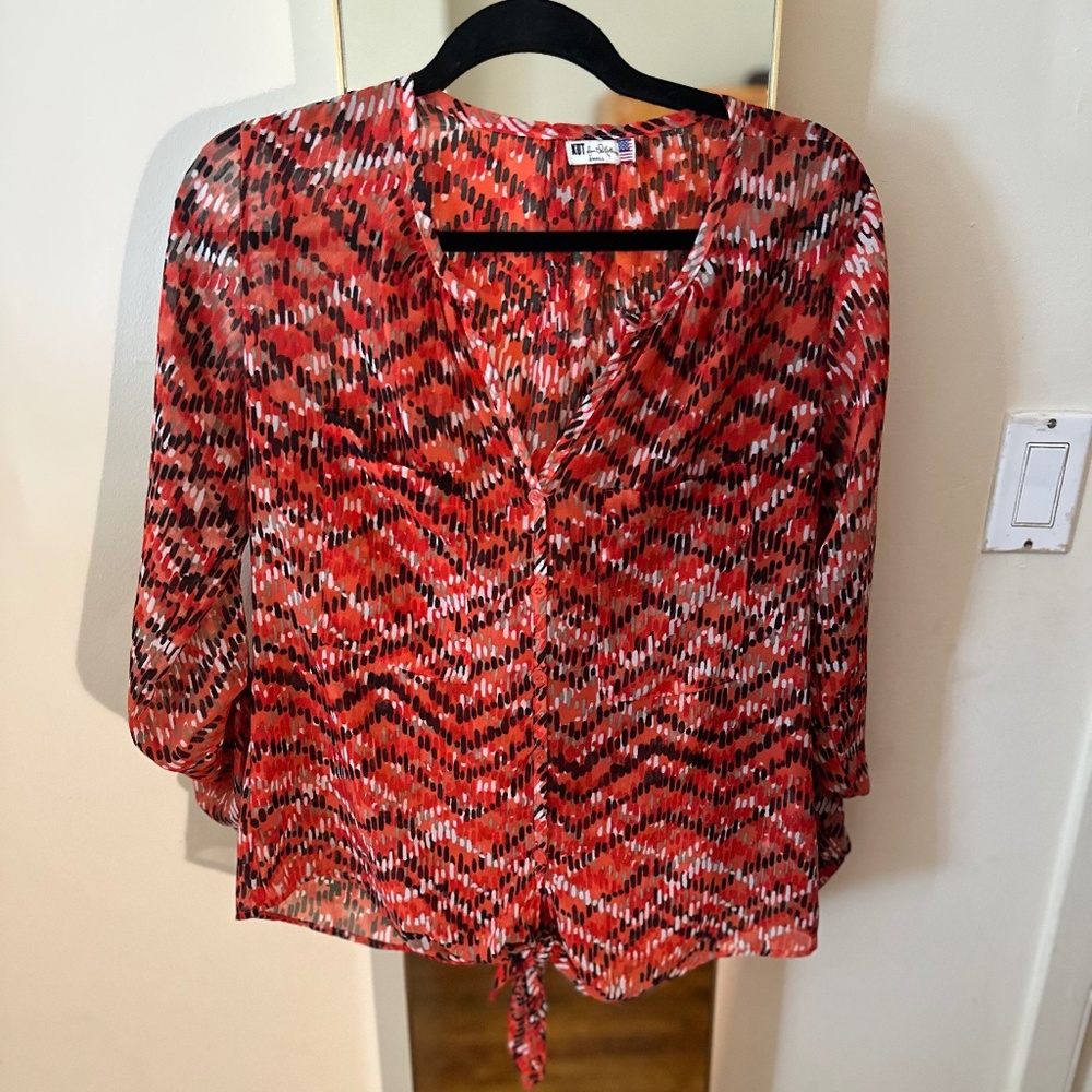 Kut From the Kloth Front Tie Multicolored Blouse